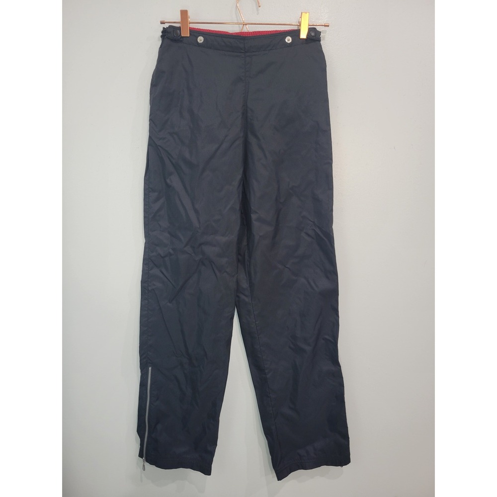 Vtg Y2K Nike Black Athletic Track Pants Windbreaker Zip Ankle Women's Small S‎